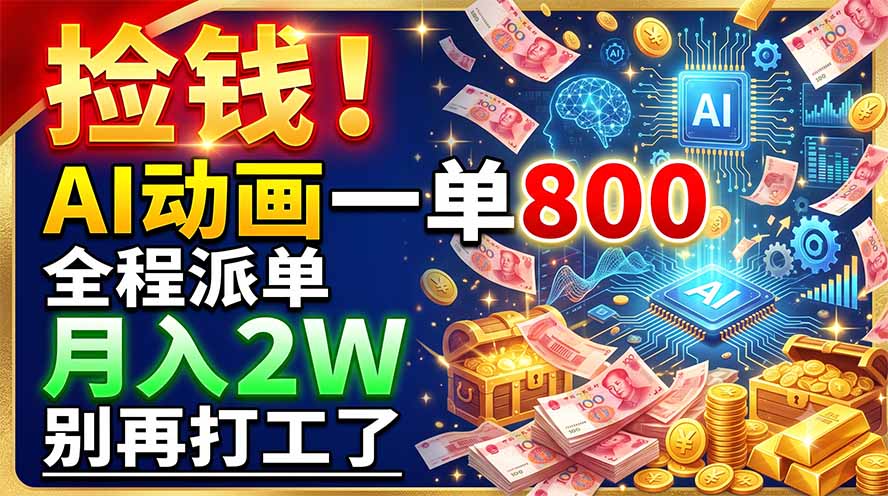 捡钱！AI动画一单800，全程派单，月入2W，别再打工了-91副业网