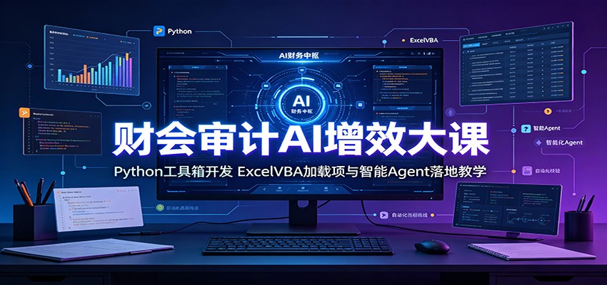 财会审计AI增效大课：Python工具箱开发，ExcelVBA加载项与智能Agent落地教学-91副业网