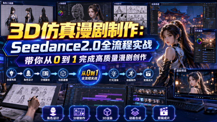 3D仿真漫剧制作：Seedance2.0全流程实战，带你从0到1完成高质量漫剧创作-91副业网