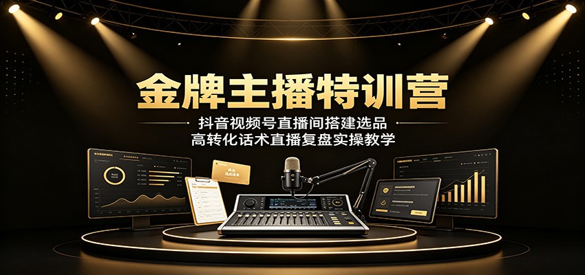 金牌主播特训营:抖音视频号直播间搭建选品,高转化话术直播复盘实操教学-91副业网