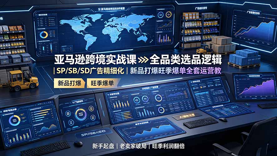亚马逊跨境实战课：全品类选品逻辑｜SP/SB/SD广告精细化｜新品打爆旺季爆单全套运营教程-91副业网
