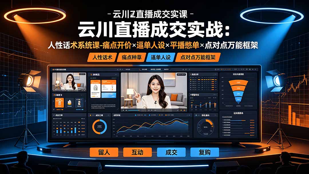 云川直播成交实战:人性话术系统课-痛点种草×塑品开价×逼单人设×平播憋单×点对点万能框架-91副业网