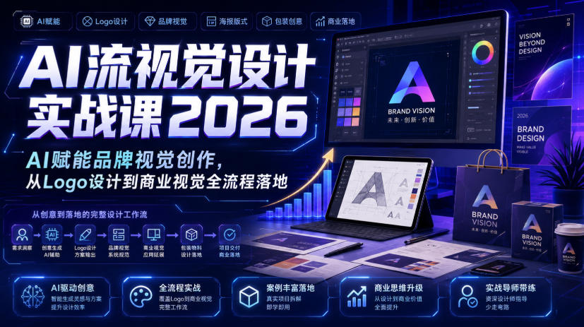 AI流视觉设计实战课2026：AI赋能品牌视觉创作，从Logo设计到商业视觉全流程落地-91副业网