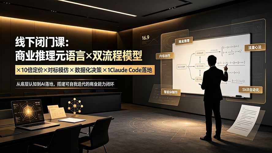 线下闭门课：商业推理元语言×双流程模型×10倍定价×对标模仿×数据化决策×Claude Code落地，击穿认知盲区-91副业网