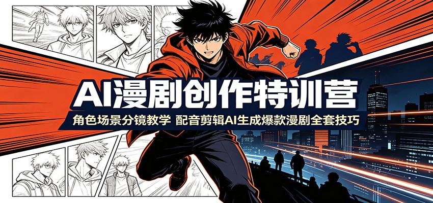 AI漫剧创作特训营：角色场景分镜教学，配音剪辑AI生成爆款漫剧全套技巧-91副业网