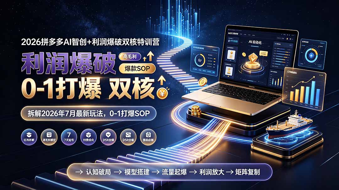2026拼多多AI智创+利润爆破双核特训营-更新:拆解2026年7月最新玩法,0-1打爆SOP-91副业网