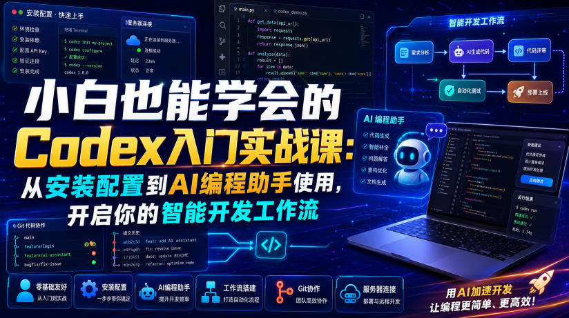 小白也能学会的Codex入门实战课:从安装配置到AI编程助手使用,开启你的智能开发工作流-91副业网