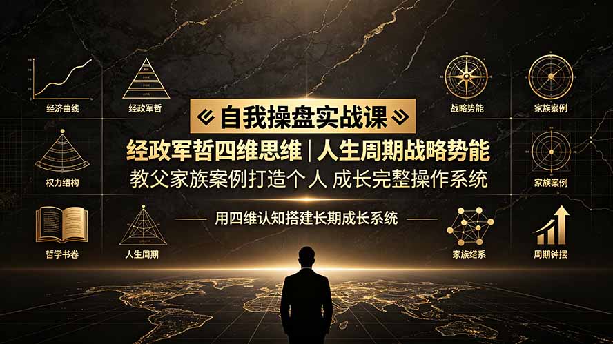 自我操盘实战课：经政军哲四维思维｜人生周期战略势能｜教父家族案例打造个人成长完整操作系统-91副业网