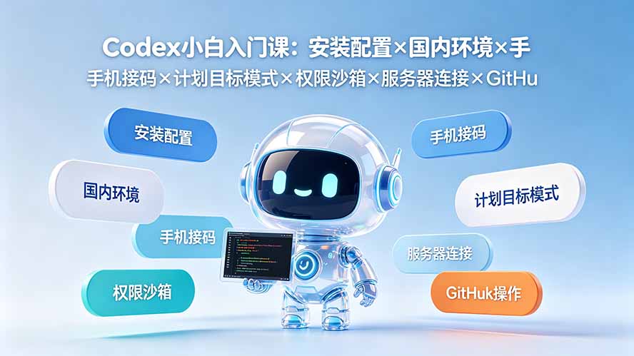 Codex小白入门课：安装配置×国内环境×手机接码×计划目标模式×权限沙箱×服务器连接×GitHub操作-91副业网