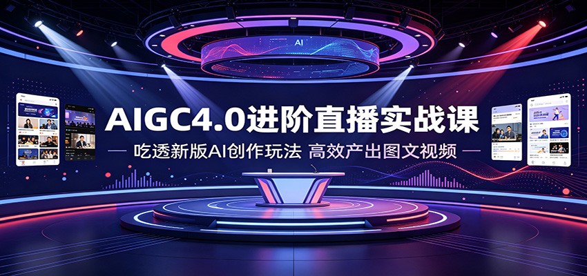 AIGC4.0进阶直播实战课：吃透新版AI创作玩法，高效产出图文视频-91副业网