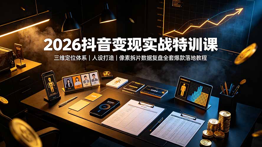 2026抖音变现实战特训课:三维定位体系|人设打造|像素拆片数据复盘全套爆款落地教程-91副业网
