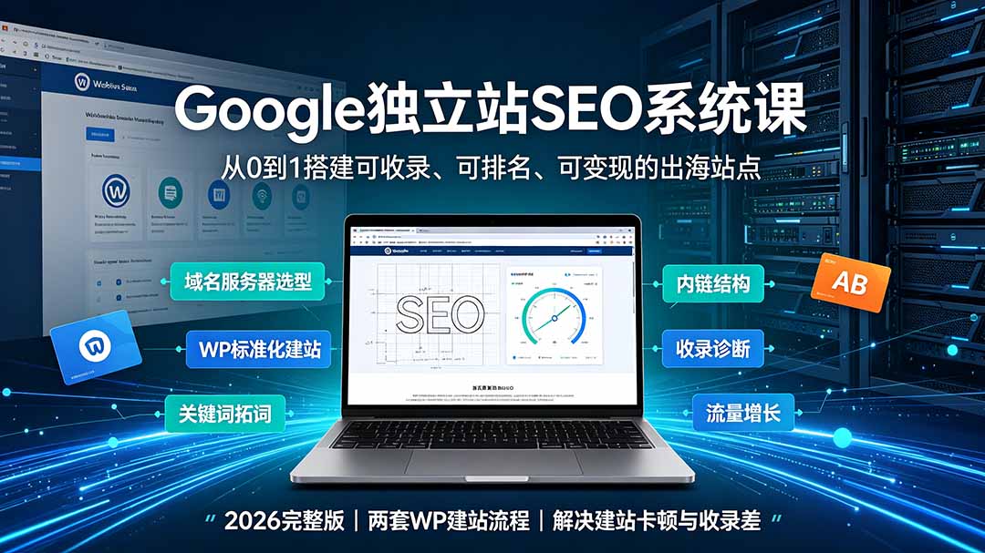 Google独立站SEO-7月系统课:出海基建×WordPress建站×AI内容生产×站内外优化×Search Console×AdSense变现-91副业网