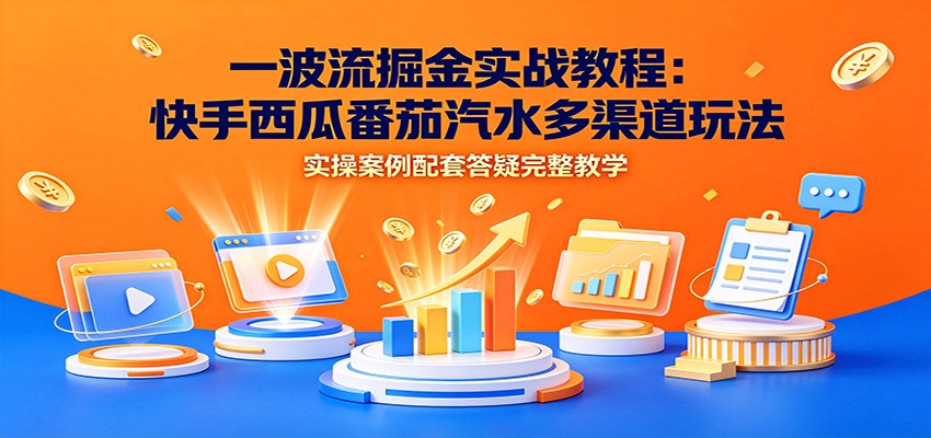 一波流掘金实战教程:快手西瓜番茄汽水多渠道玩法,实操案例配套答疑完整教学-91副业网