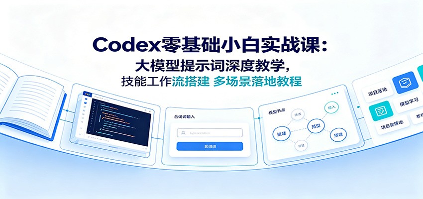 Codex零基础小白实战课:大模型提示词深度教学,技能工作流搭建多场景落地教程-91副业网