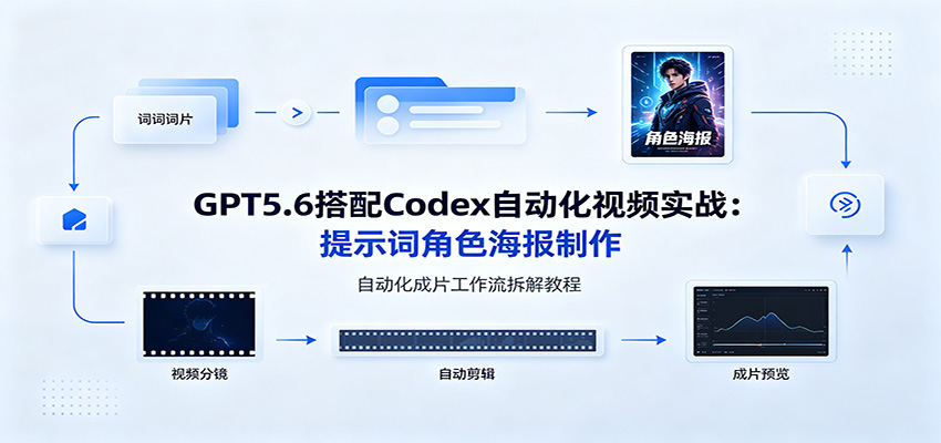 GPT5.6搭配Codex自动化视频实战:提示词角色海报制作,自动化成片工作流拆解教程-91副业网