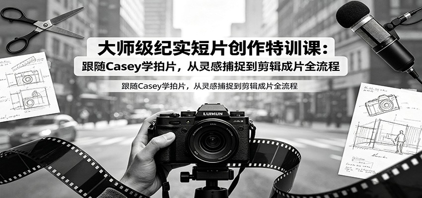 大师级纪实短片创作特训课:跟随Casey学拍片,从灵感捕捉到剪辑成片全流程-91副业网
