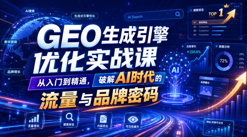 GEO生成引擎优化实战课,从入门到精通,破解AI时代的流量与品牌密码-91副业网