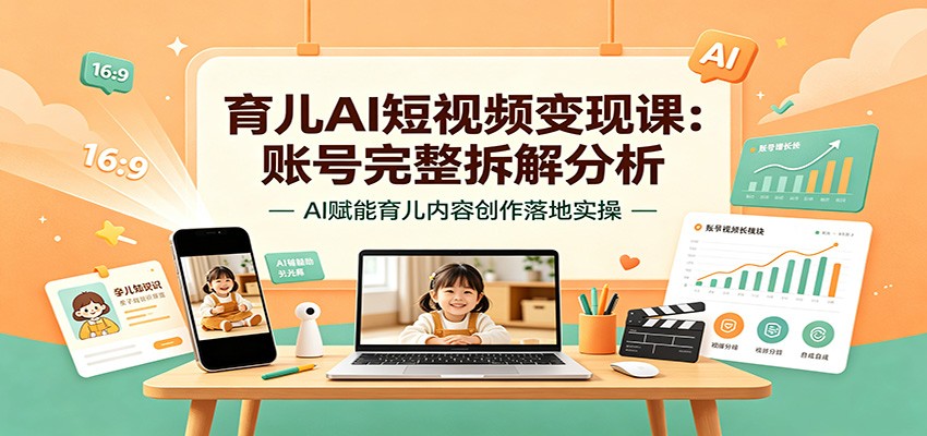 育儿AI短视频变现课:账号完整拆解分析,AI赋能育儿内容创作落地实操-91副业网