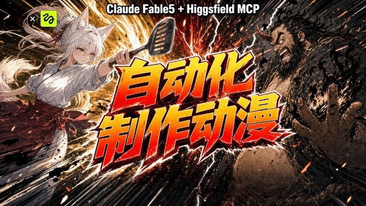 AI自动化动漫制作!Claude Fable 5接入Higgsfield MCP,直接生成完整创意内容-91副业网