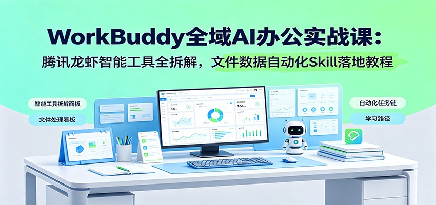 WorkBuddy全域AI办公实战课:腾讯龙虾智能工具全拆解,文件数据自动化Skill落地教程-91副业网