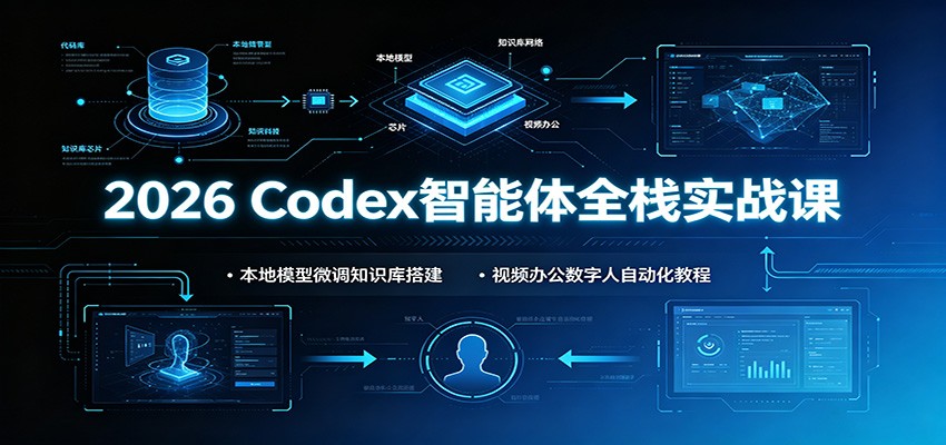 2026 Codex智能体全栈实战课：本地模型微调知识库搭建，视频办公数字人自动化教程-91副业网