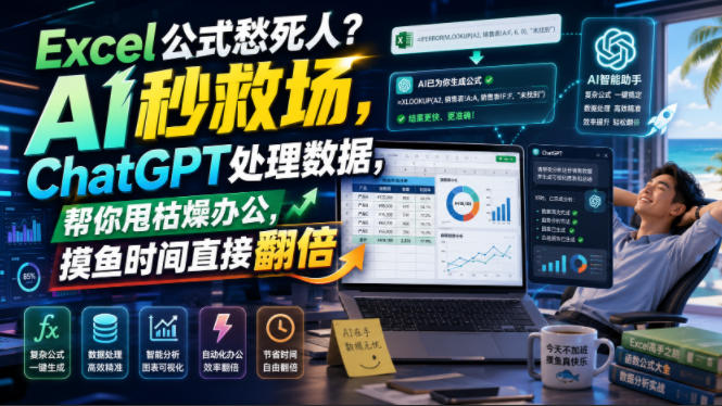 Excel公式愁死人?AI秒救场,ChatGPT处理数据,帮你甩枯燥办公,摸鱼时间直接翻倍【原创双语字幕】-91副业网