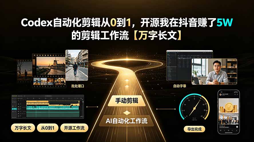 Codex自动化剪辑从0到1，开源我在抖音赚了5W 的剪辑工作流【万字长文】-91副业网