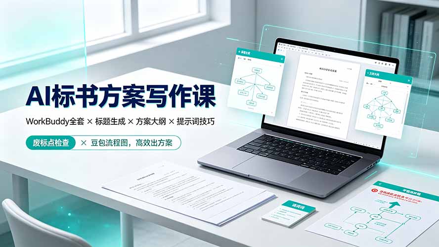 AI标书方案写作课：WorkBuddy全套×标题生成×方案大纲×提示词技巧×废标点检查×豆包流程图，高效出方案-91副业网