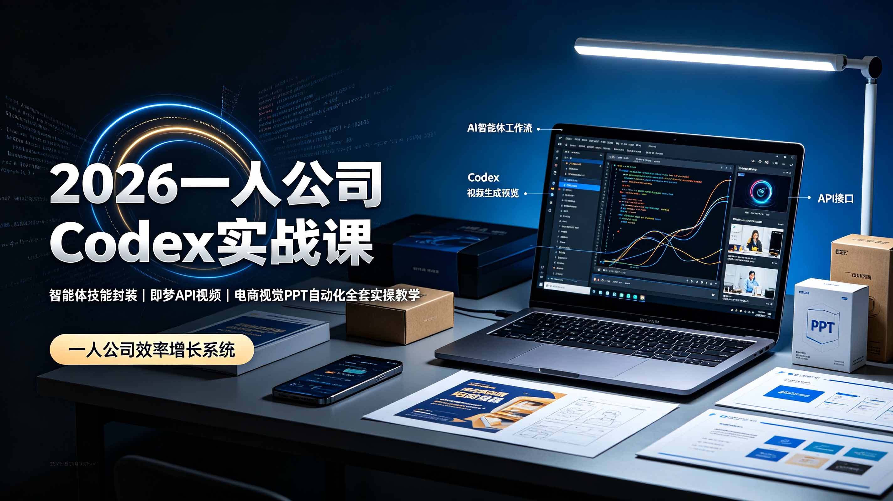 2026一人公司Codex实战课◆智能体技能封装｜即梦API视频｜电商视觉PPT自动化全套实操教学-91副业网