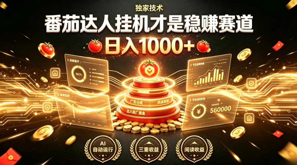 别再瞎找副业！番茄达人挂G才是稳賺赛道，日入1000+，全程傻瓜式操作，可矩阵放大【揭秘】-91副业网