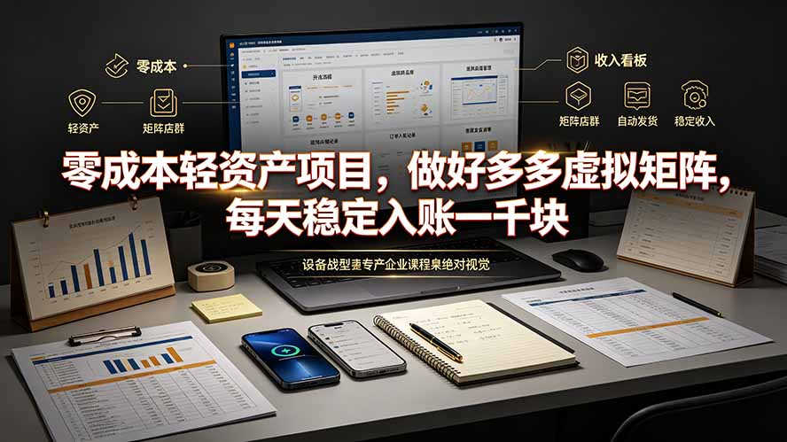 零成本轻资产项目，做好多多虚拟矩阵，每天稳定入账一千块-91副业网