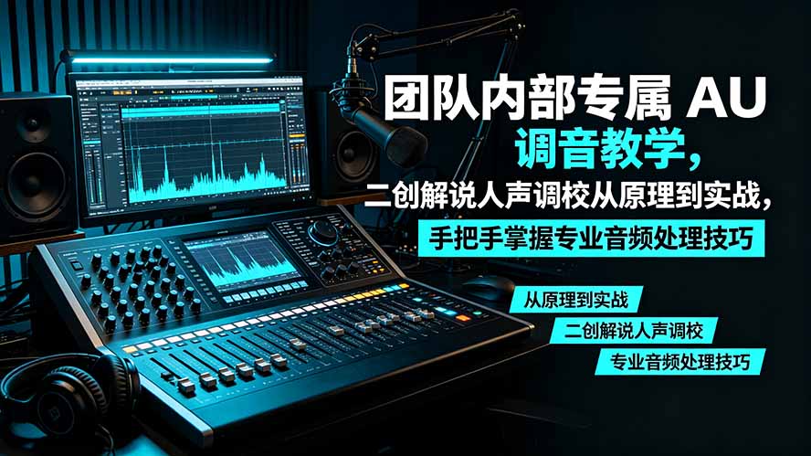 某大佬团队内部专属 AU 调音教学，二创解说人声调校从原理到实战，手把手掌握专业音频处理技巧-91副业网