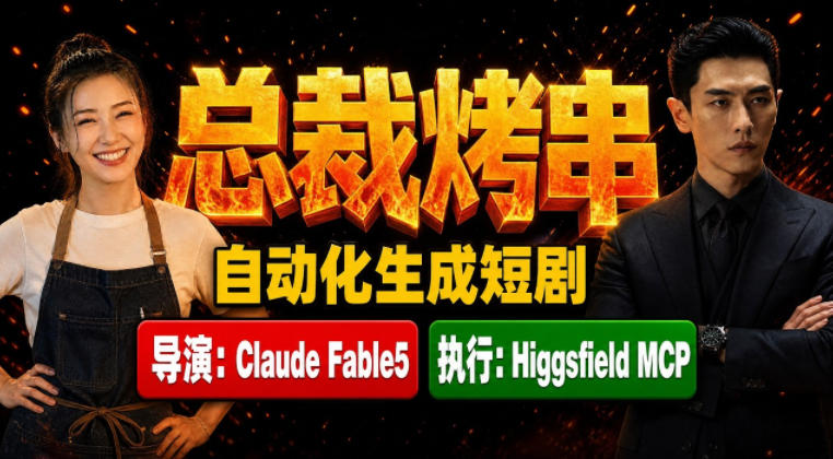 Claude Fable5担任导演+Higgsfield MCP落地执行｜《总裁烤串》真人质感短剧全自动AI生成全流程教学-91副业网