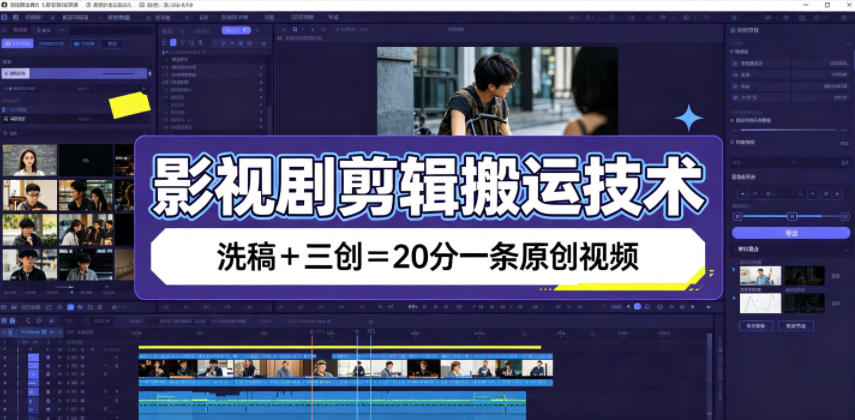 影视剧剪辑搬运技术，洗稿+三创=20分一条原创视频-91副业网