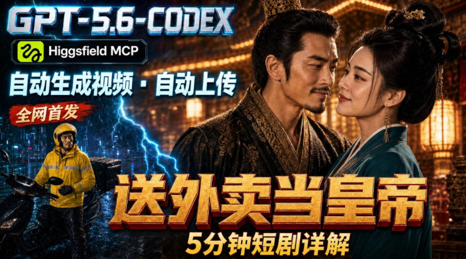 GPT-5.6 Codex+Higgsfield MCP:一条指令生成5分钟短剧并自动上传YouTube(油管)-91副业网