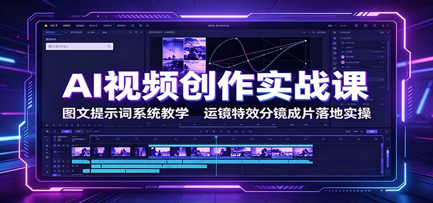 AI视频创作实战课：图文提示词系统教学，运镜特效分镜成片落地实操-91副业网