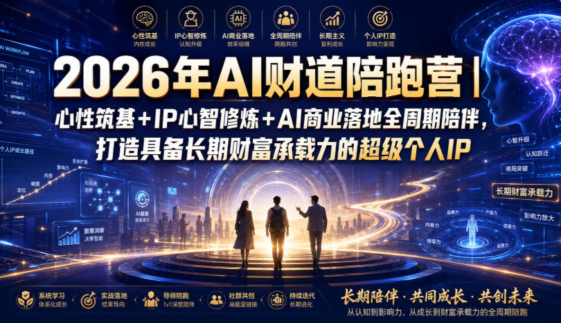2026年AI财道陪跑营|心性筑基+IP心智修炼+AI商业落地全周期陪伴,打造具备长期财富承载力的超级个人IP-91副业网