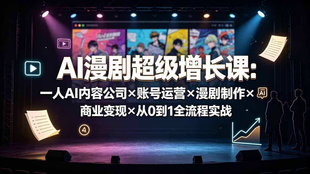 AI漫剧超级增长课：一人AI内容公司×账号运营×漫剧制作×商业变现×从0到1全流程实战-91副业网