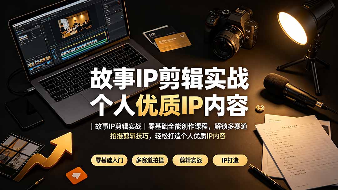 故事IP剪辑实战｜零基础全能创作课程，解锁多赛道拍摄剪辑技巧，轻松打造个人优质IP内容-91副业网