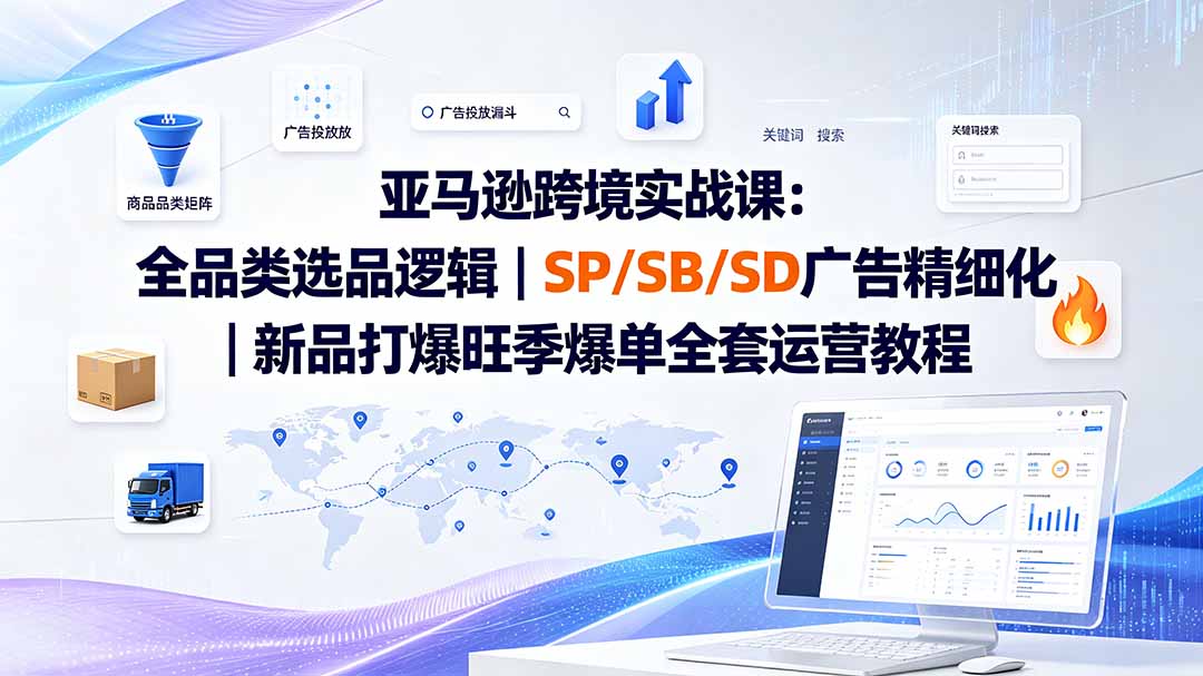 亚马逊跨境实战课-更新：全品类选品逻辑｜SP/SB/SD广告精细化｜新品打爆旺季爆单全套运营教程-91副业网