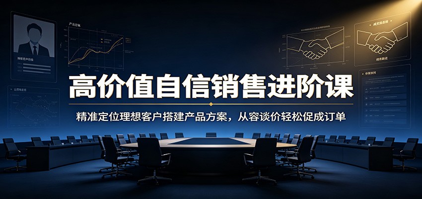 高价值自信销售进阶课：精准定位理想客户搭建产品方案，从容谈价轻松促成订单-91副业网