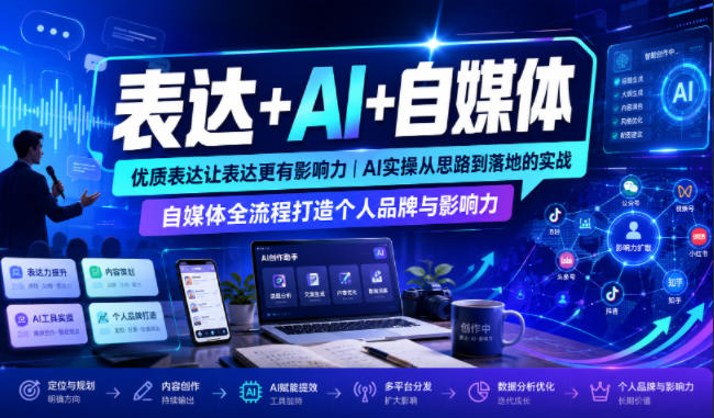 表达+AI+自媒体，优质表达让表达更有影响力|AI实操从思路到落地的实战|自媒体全流程打造个人品牌与影响力-91副业网