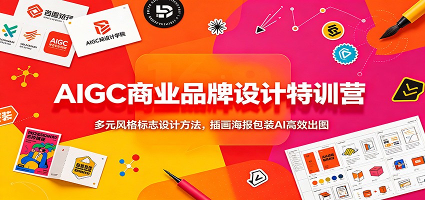 AIGC商业品牌设计特训营：多元风格标志设计方法，插画海报包装AI高效出图-91副业网