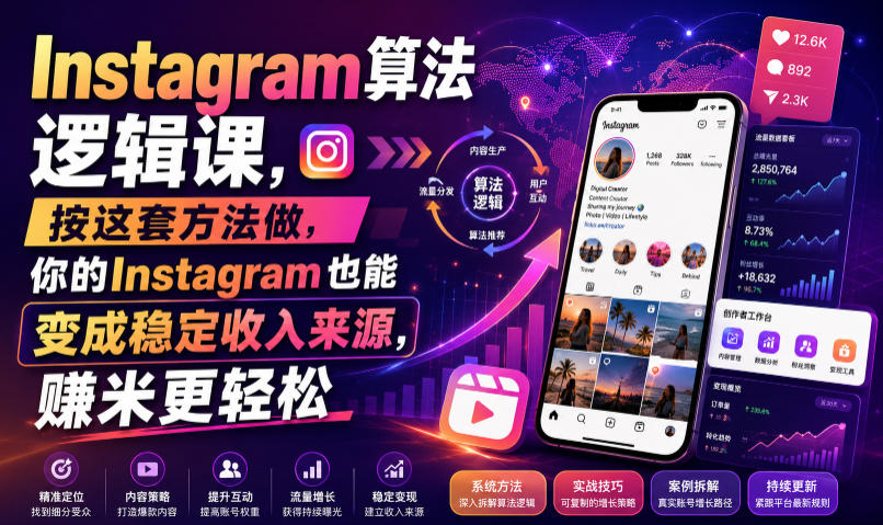 Instagram算法逻辑课，按这套方法做，你的Instagram也能变成稳定收入来源，賺米更轻松【原创双语字幕】-91副业网