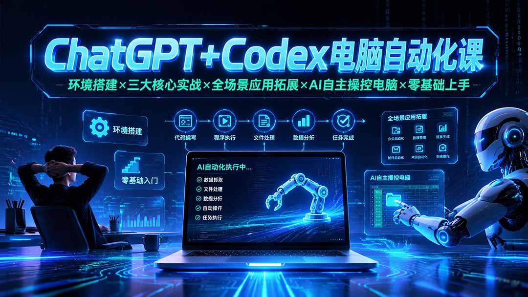 ChatGPT+Codex电脑自动化课：环境搭建×三大核心实战×全场景应用拓展×AI自主操控电脑×零基础上手-91副业网