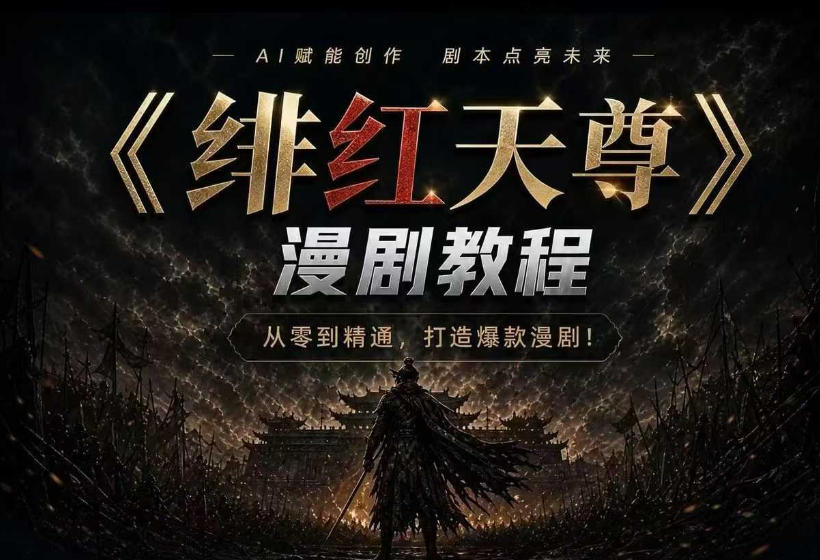 绯红天尊AI漫剧系统教程｜从零入门到精通，工具运用+剧本创作+爆款逻辑+提示词素材+镜头剪辑，全套爆款漫剧落地实战课-91副业网