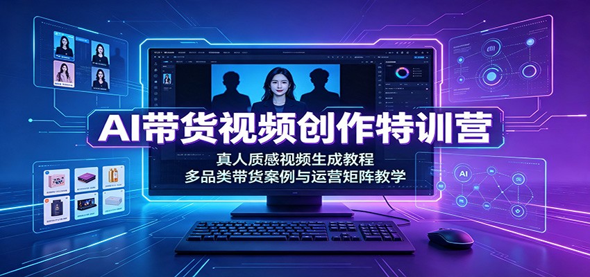 AI带货视频创作特训营：真人质感视频生成教程，多品类带货案例与运营矩阵教学-91副业网