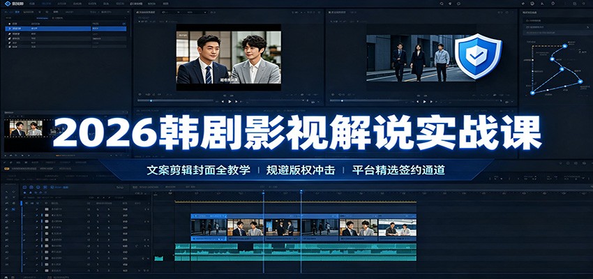 2026韩剧影视解说实战课：文案剪辑封面全教学，规避版权冲击平台精选签约通道-91副业网