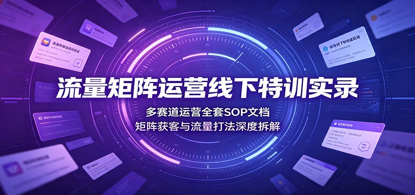 流量矩阵运营线下特训实录：多赛道运营全套SOP文档，矩阵获客与流量打法深度拆解-91副业网