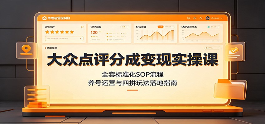 大众点评分成变现实操课：全套标准化SOP流程，养号运营与四拼玩法落地指南-91副业网